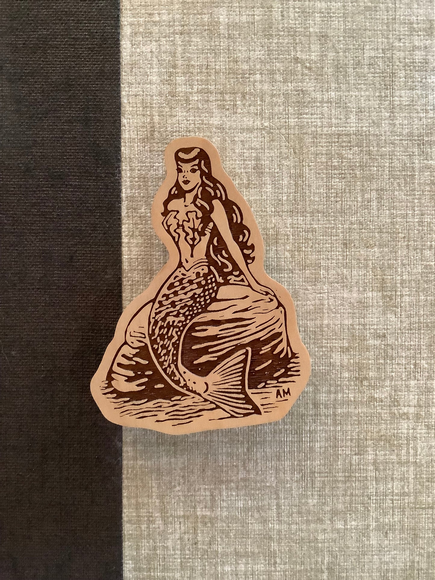 Trinity River Mermaid Wooden Magnet