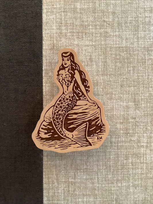 Trinity River Mermaid Wooden Magnet