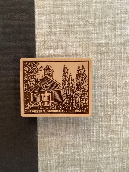 Lewiston Schoolhouse Library Wooden Magnet