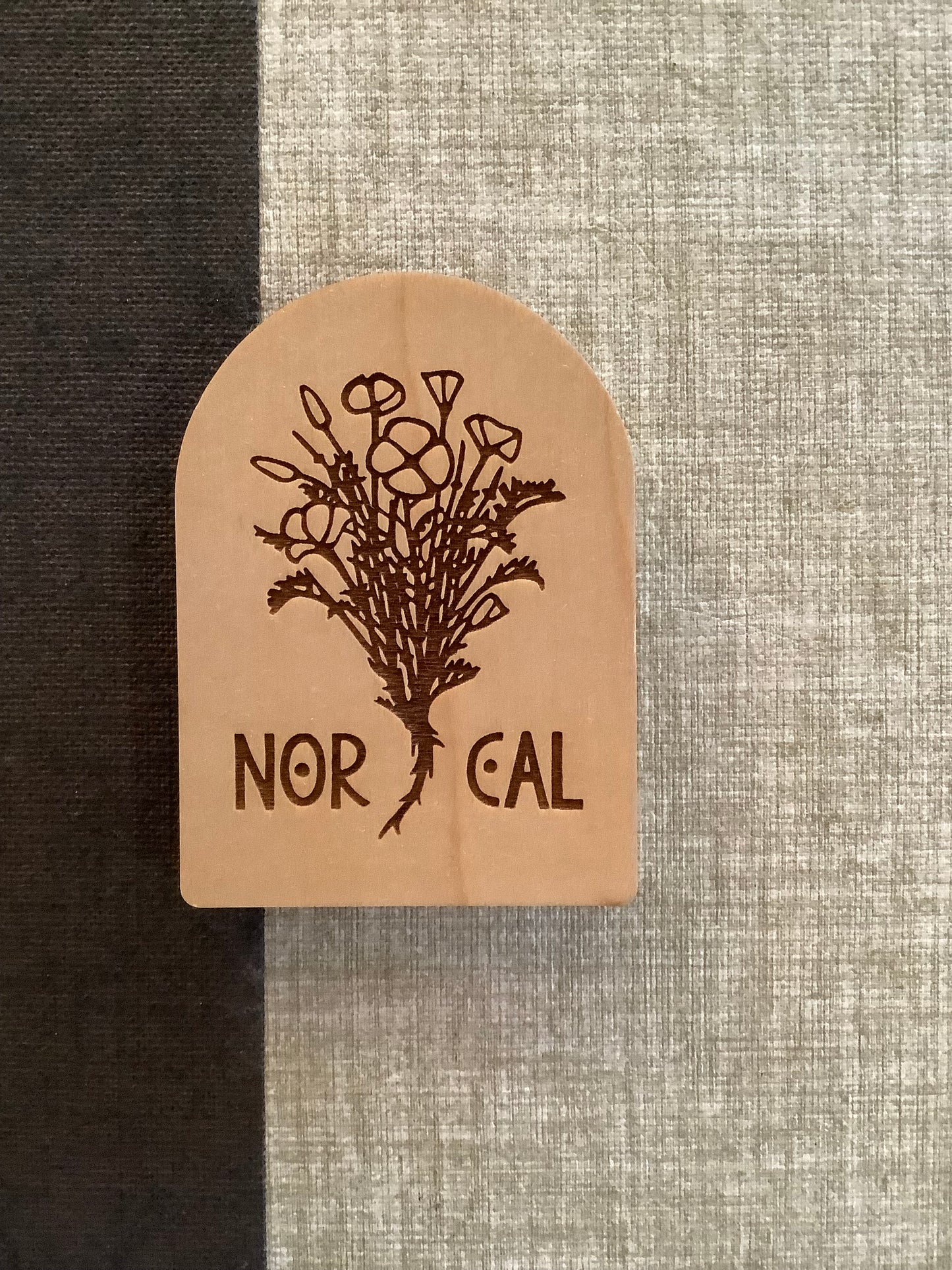 NorCal Poppies Wooden Magnet