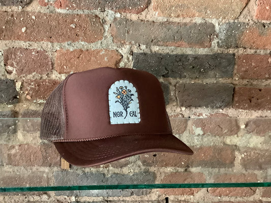 NorCal Poppies Brown Trucker Hat