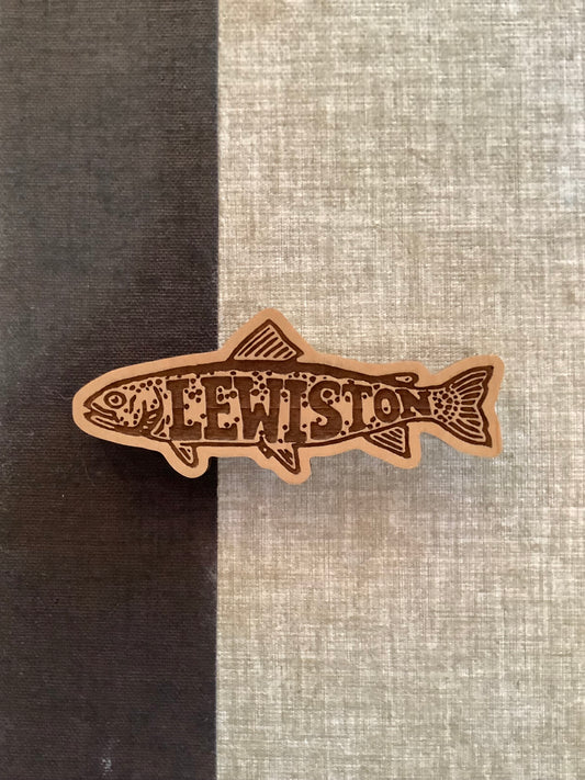 Lewiston Trout Wooden Magnet