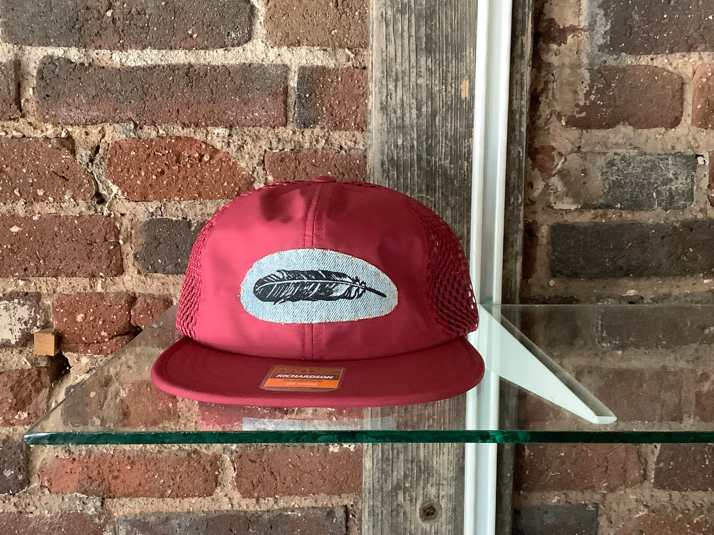 Eagle Feather Red Mesh Hat