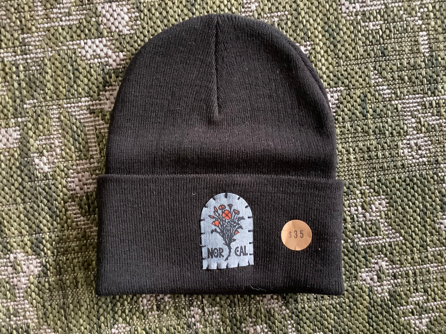 NorCal Poppies Black Beanie